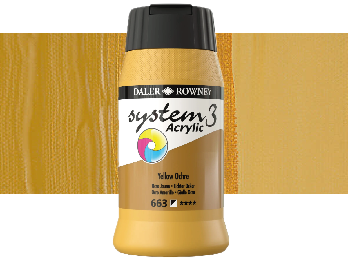 DALER ROWNEY SYSTEM 3 ACRYL 500ML 663 YELLOW OCHRE 1