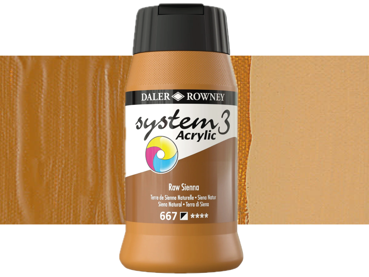 DALER ROWNEY SYSTEM 3 ACRYL 500ML 667 RAW SIENNA 1
