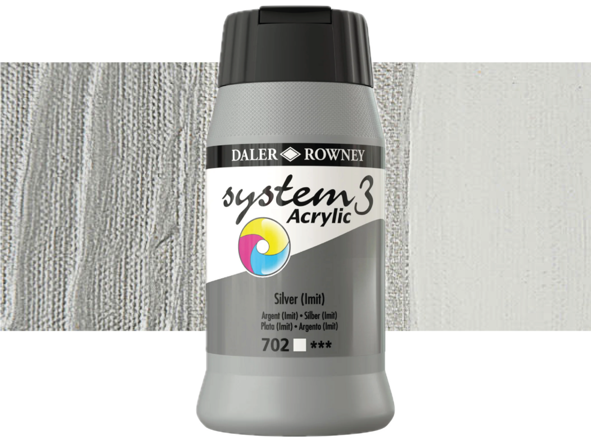 DALER ROWNEY SYSTEM 3 ACRYL 500ML 702 SILVER HUE 1