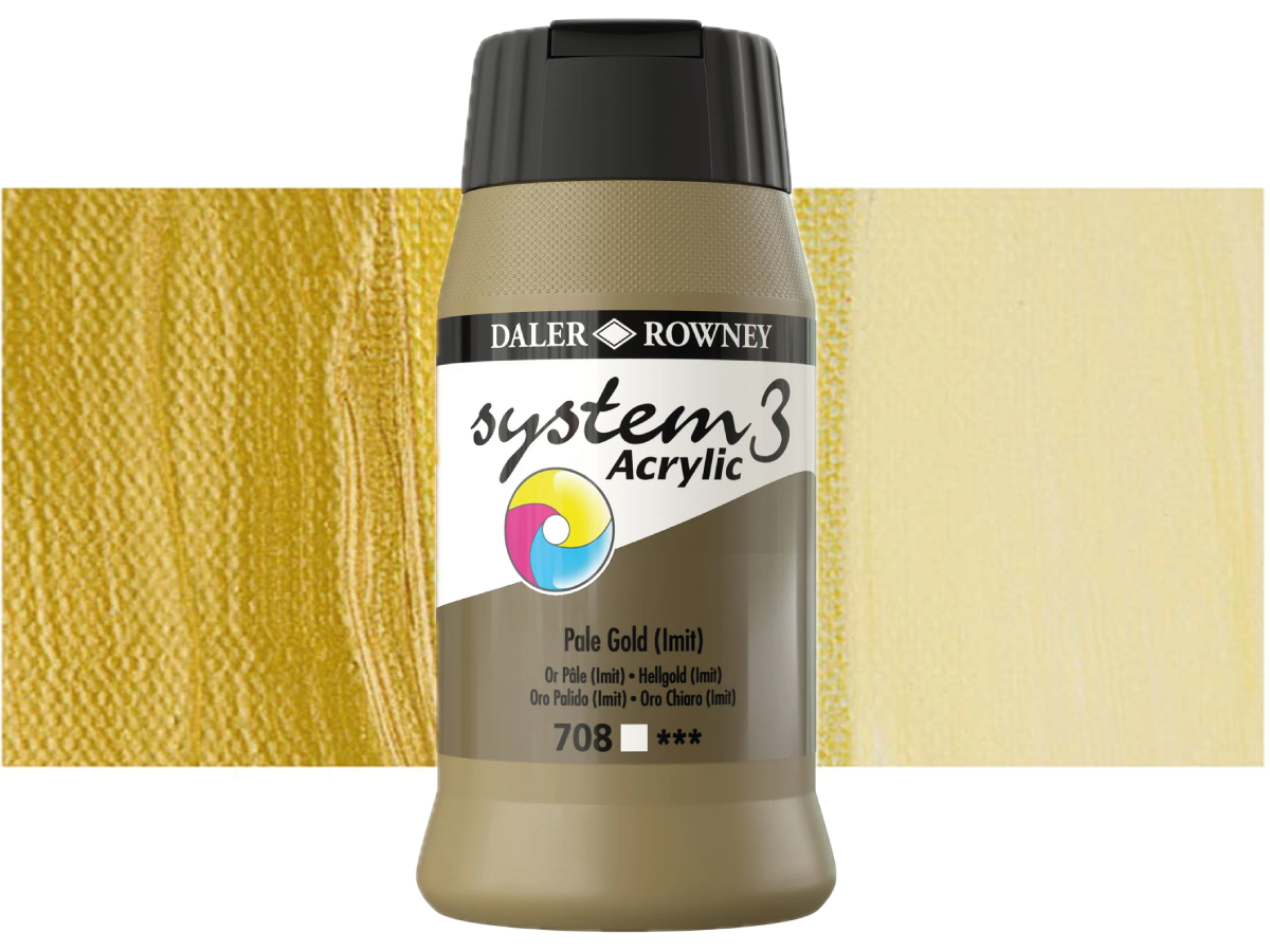 DALER ROWNEY SYSTEM 3 ACRYL 500ML 708 PALE GOLD HUE 1