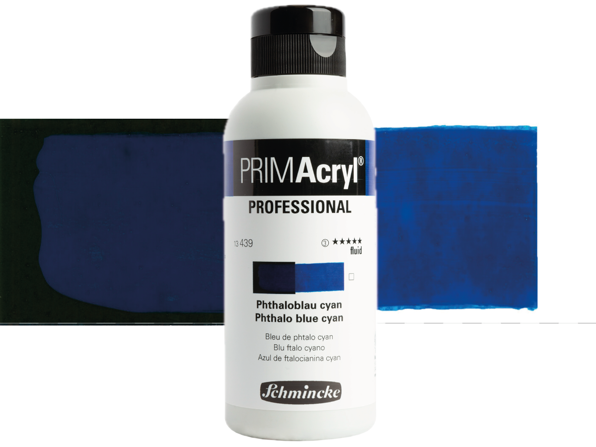 SCHMINCKE PRIMACRYL FLUID 250ML S3 439 PHTHALO BLUE CYAN 1