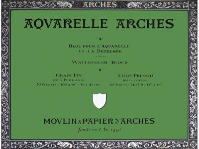 ARCHES AQUARELLBLOCK GRAIN FIN 300GR/M2 18x26 15BLATT 1