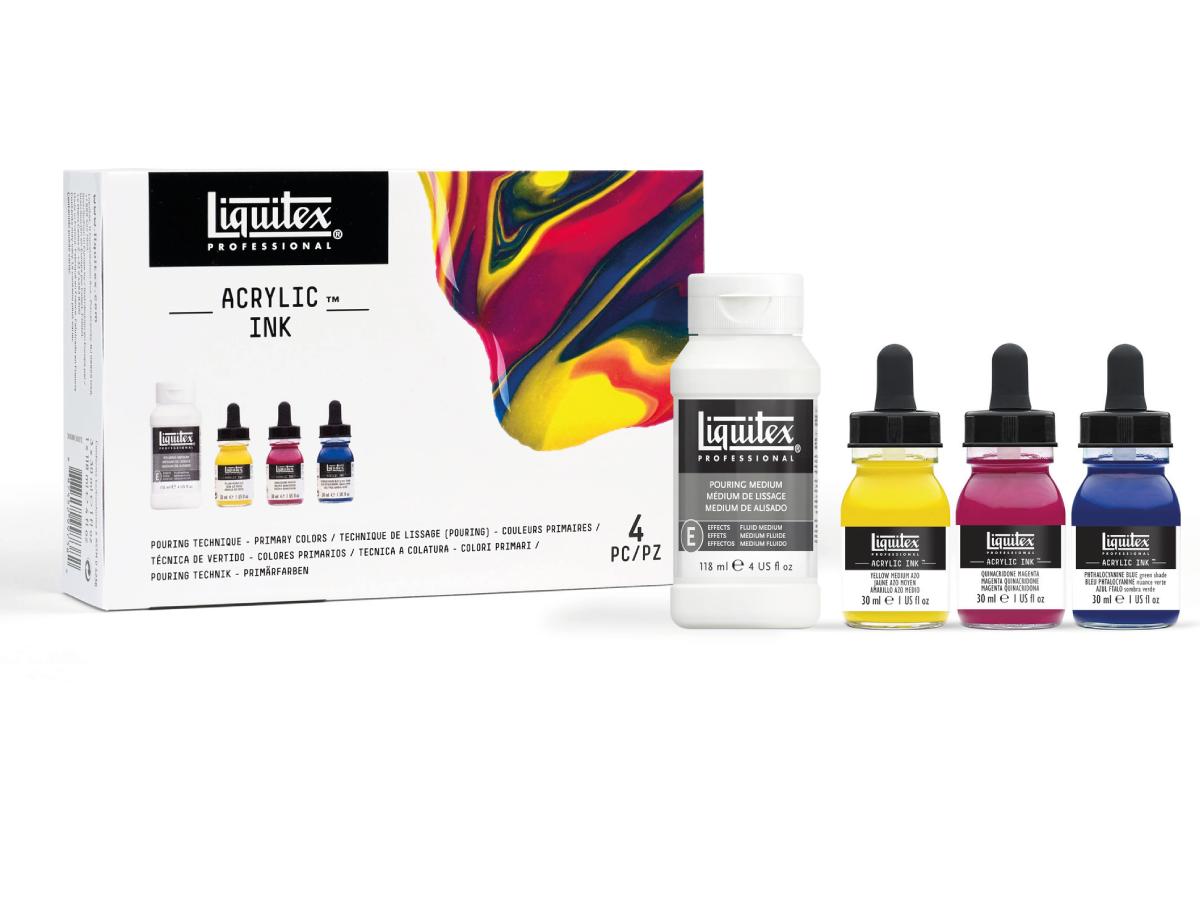 LIQUITEX ARTIST ACRYLIC INK SET POURING PRIMARY COLORS 3X30ML 1