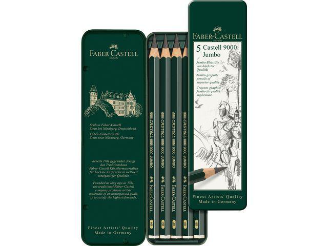 FABER-CASTELL PITT BLEISTIFT 9000 JUMBO ETUI 5X 1