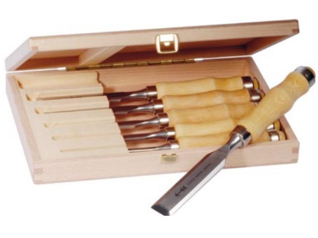 PFEIL STECHBEITELSATZ IN HOLZKOFFER 1