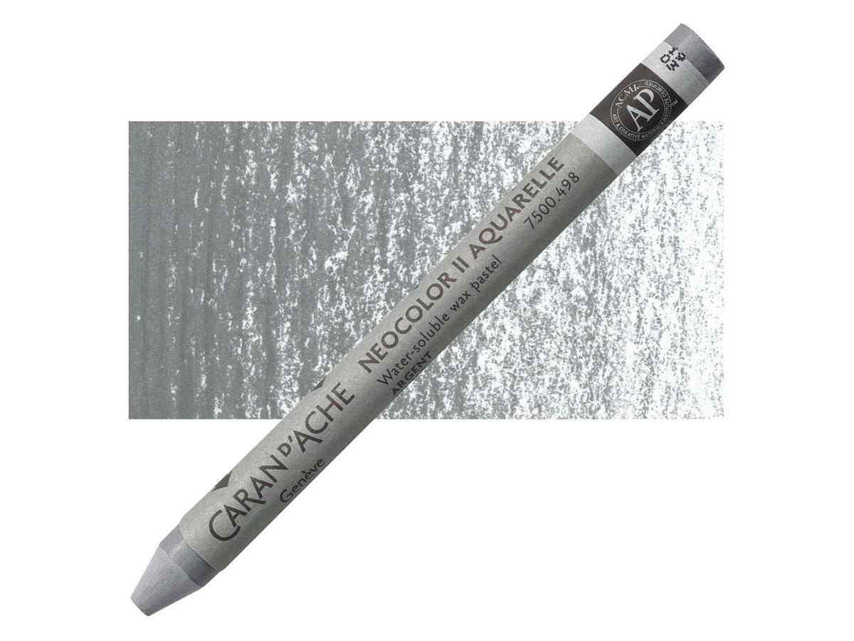 NEOCOLOR II WASSERVERMALBARE WACHSMALSTIFTE EINZELN 498 SILBER 1