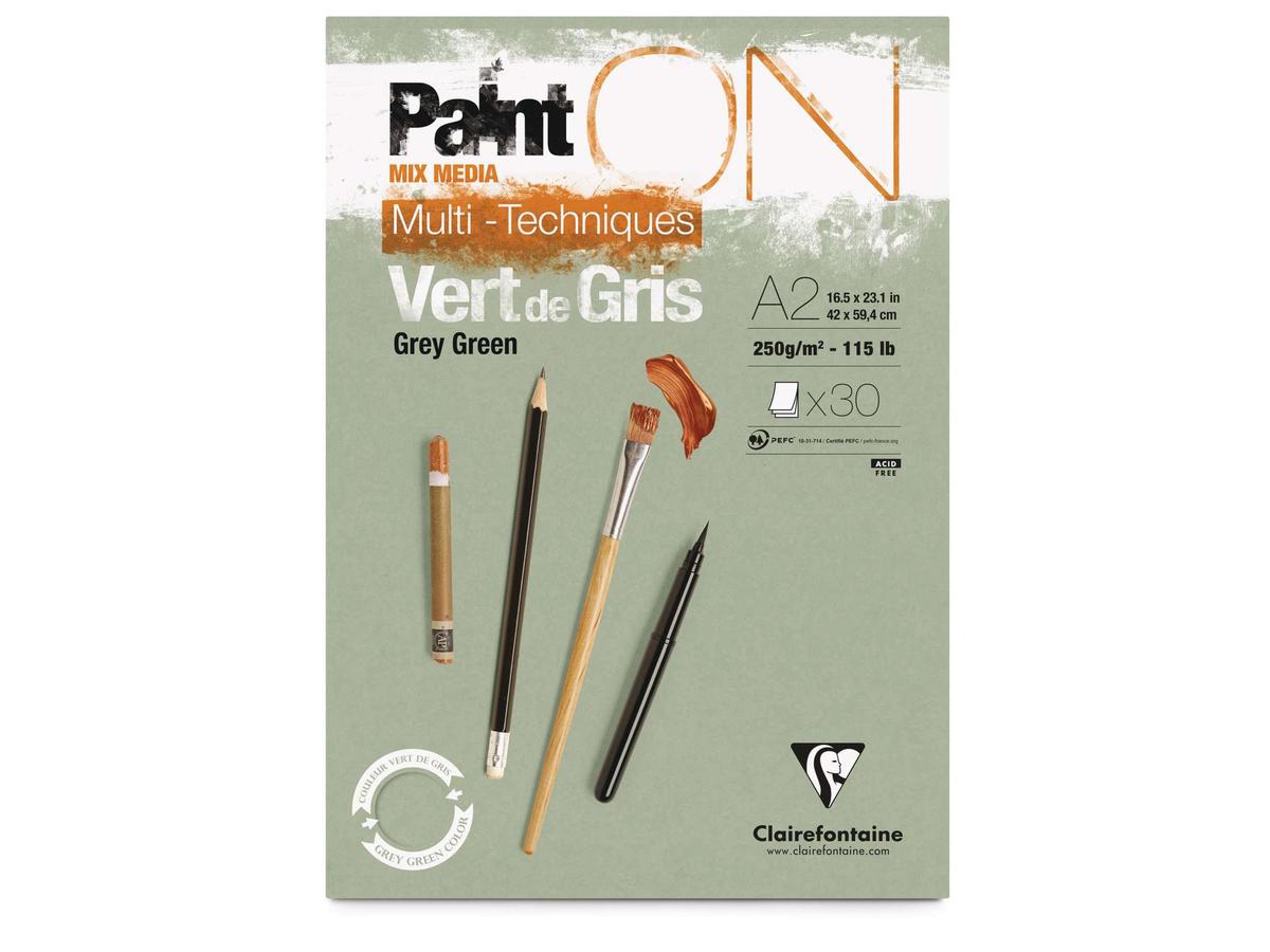 CLAIREFONTAINE PAINT-ON A5 VERT DE GRIS 250GR BLOCK 30BL 1