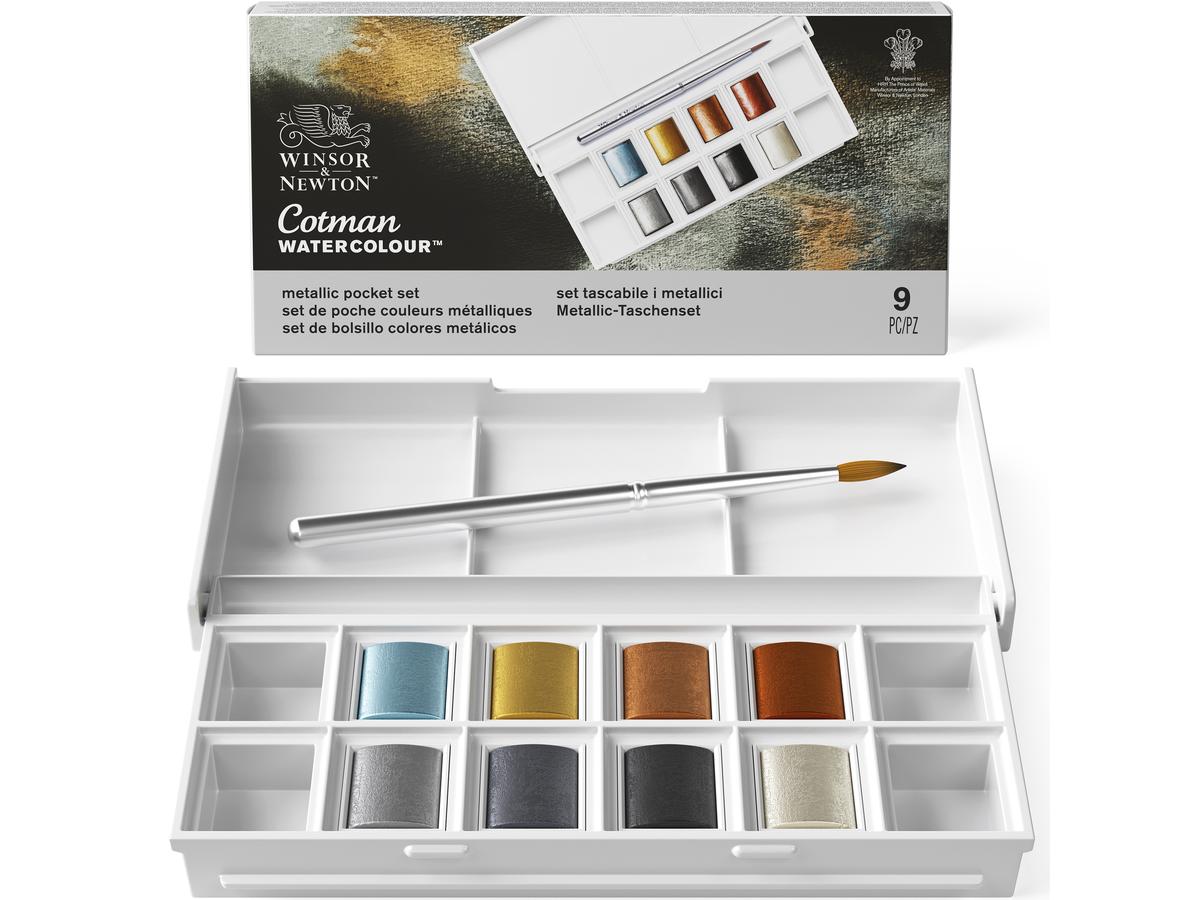 WINSOR & NEWTON COTMAN 8ER METALLIC AQUARELLFARBEN SET 1