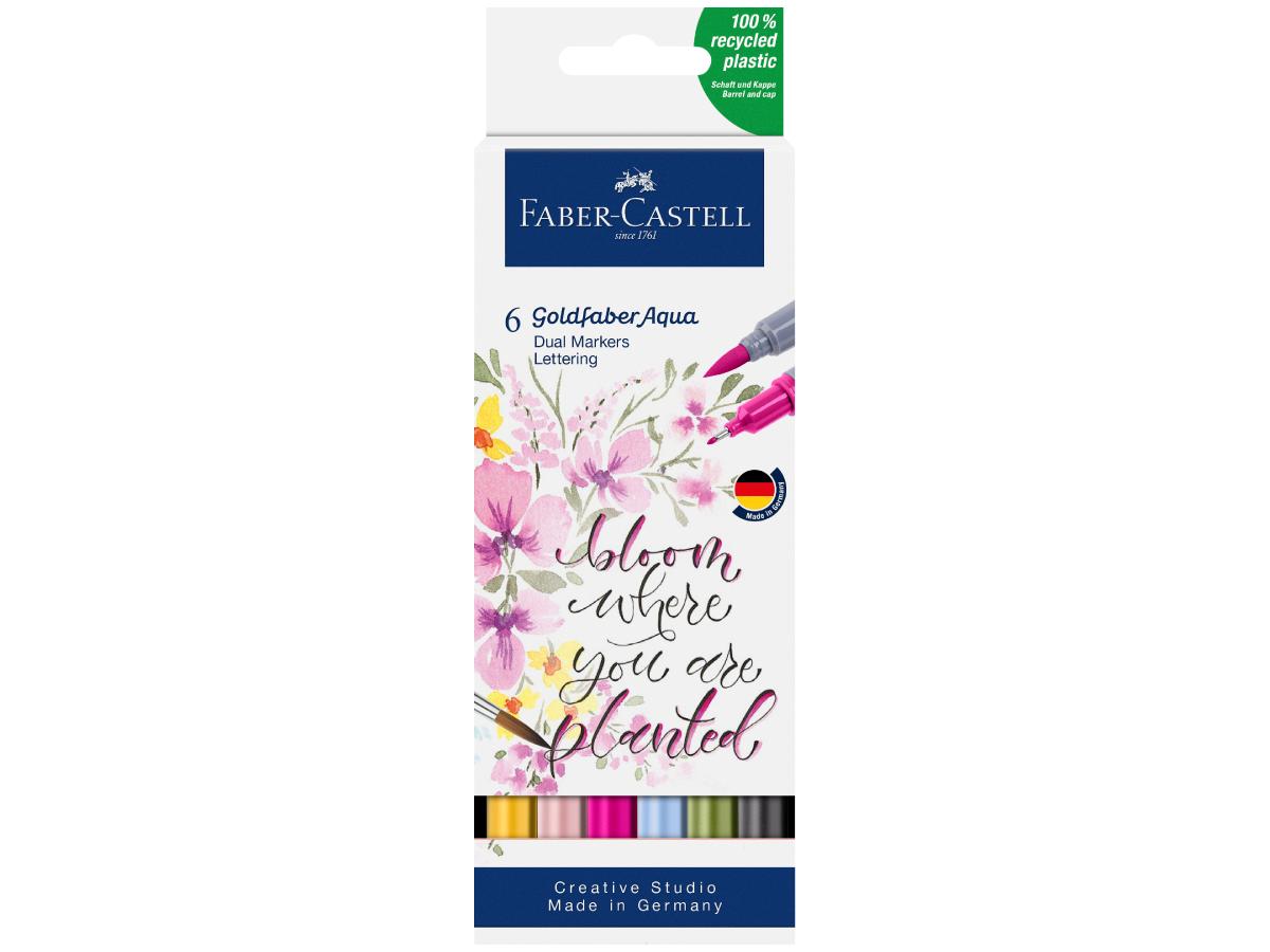 FABER CASTELL GOLDFABER AQUA DUAL MARKER SET LETTERING 6 STÜCK 1