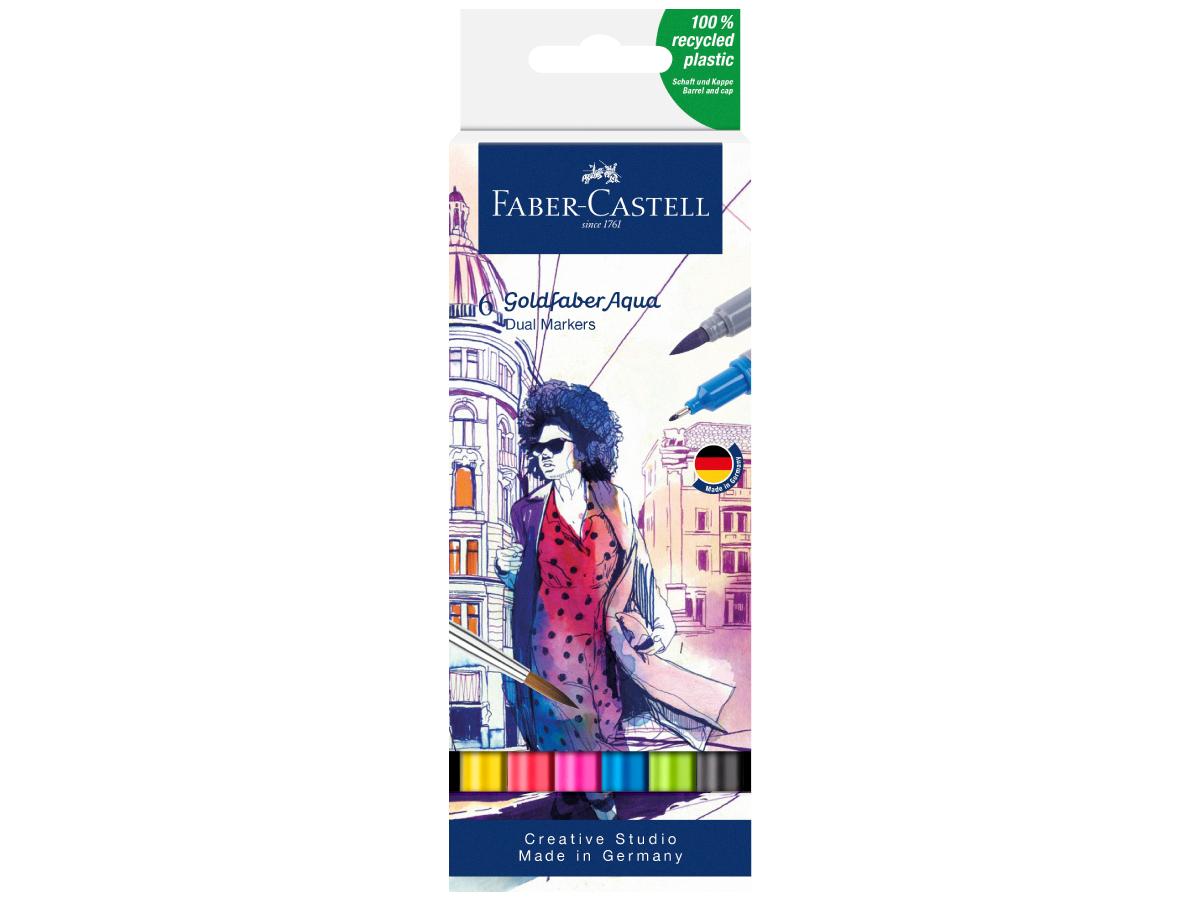 FABER-CASTELL GOLDFABER AQUA DUAL MARKERSET 6STUKS 1
