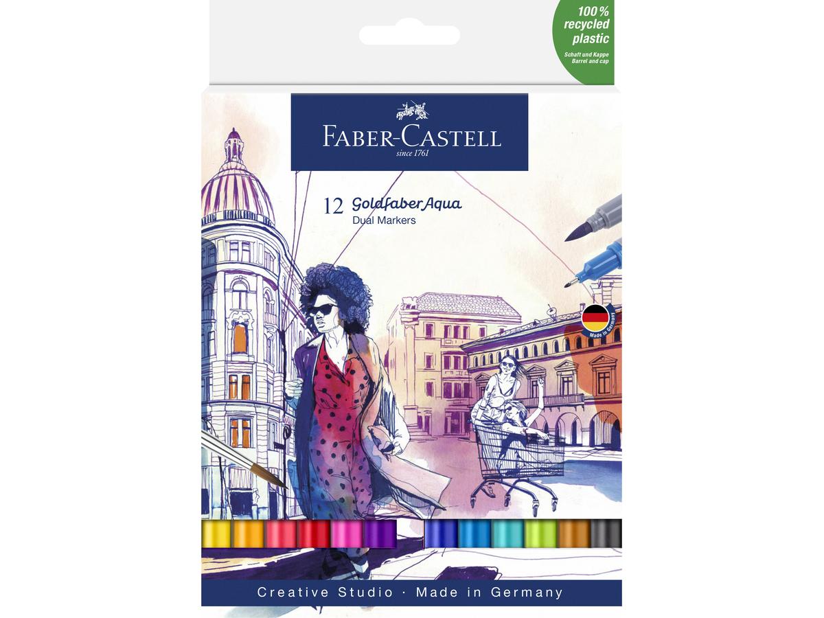 FABER-CASTELL GOLDFABER AQUA DUAL MARKERSET 12STUKS 1