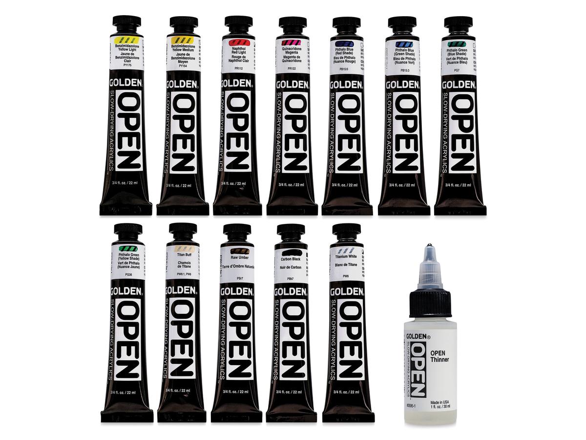 GOLDEN ACRYL OPEN MIXING SET 12X22ML+ 30ML OPEN THINNER 1