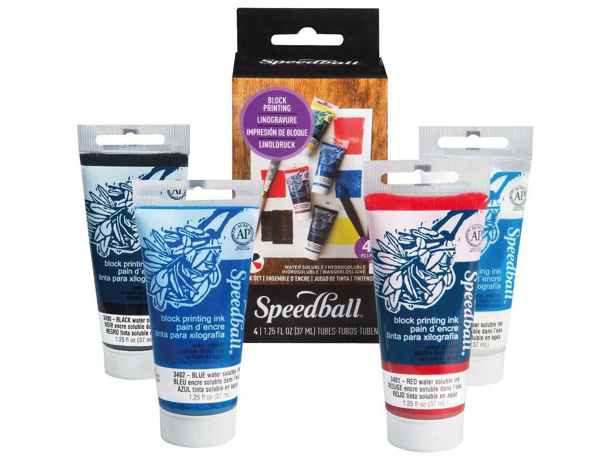 SPEEDBALL WATER-SOLUBLE BLOCK PRINTING INK SET 4X 37ML 1