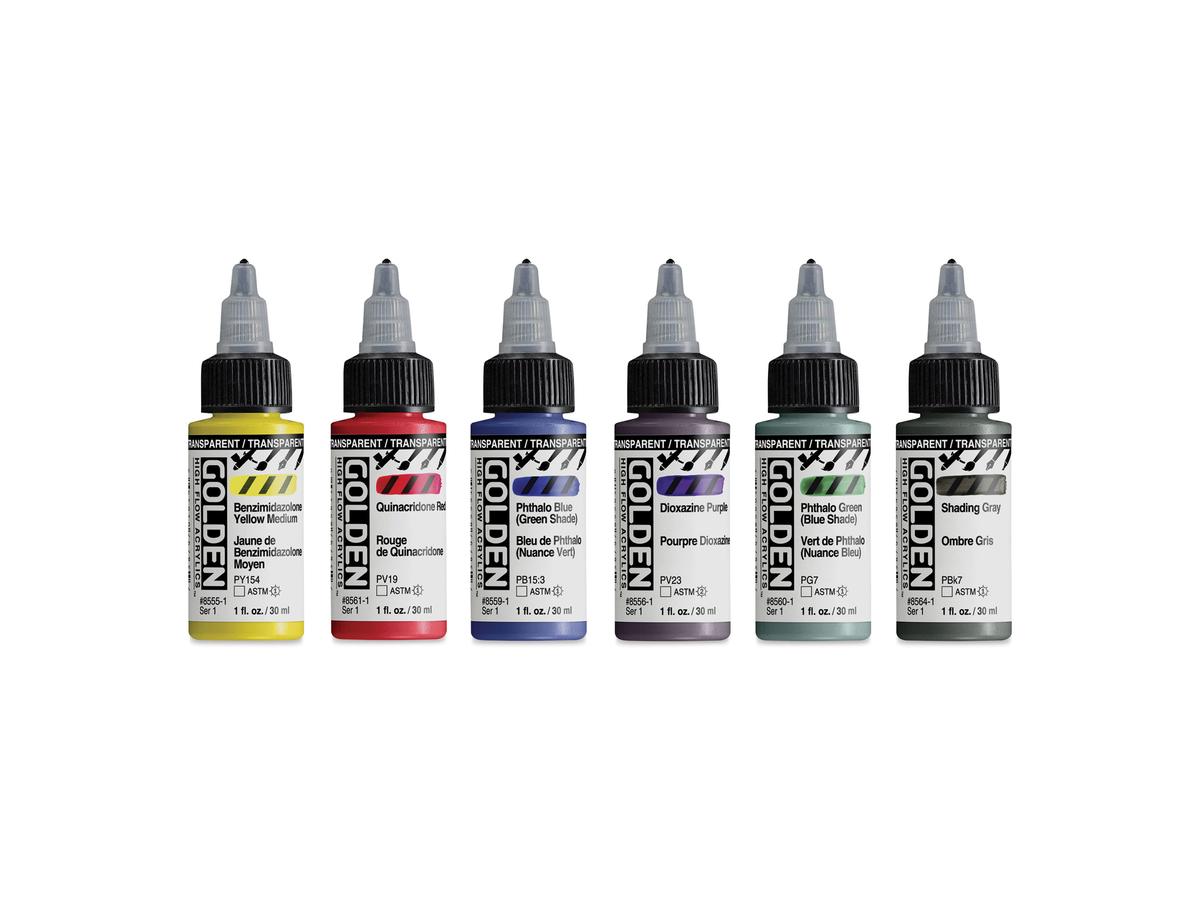 GOLDEN HIGH FLOW ACRYL AIRBRUSH SET 6X 30ML 1