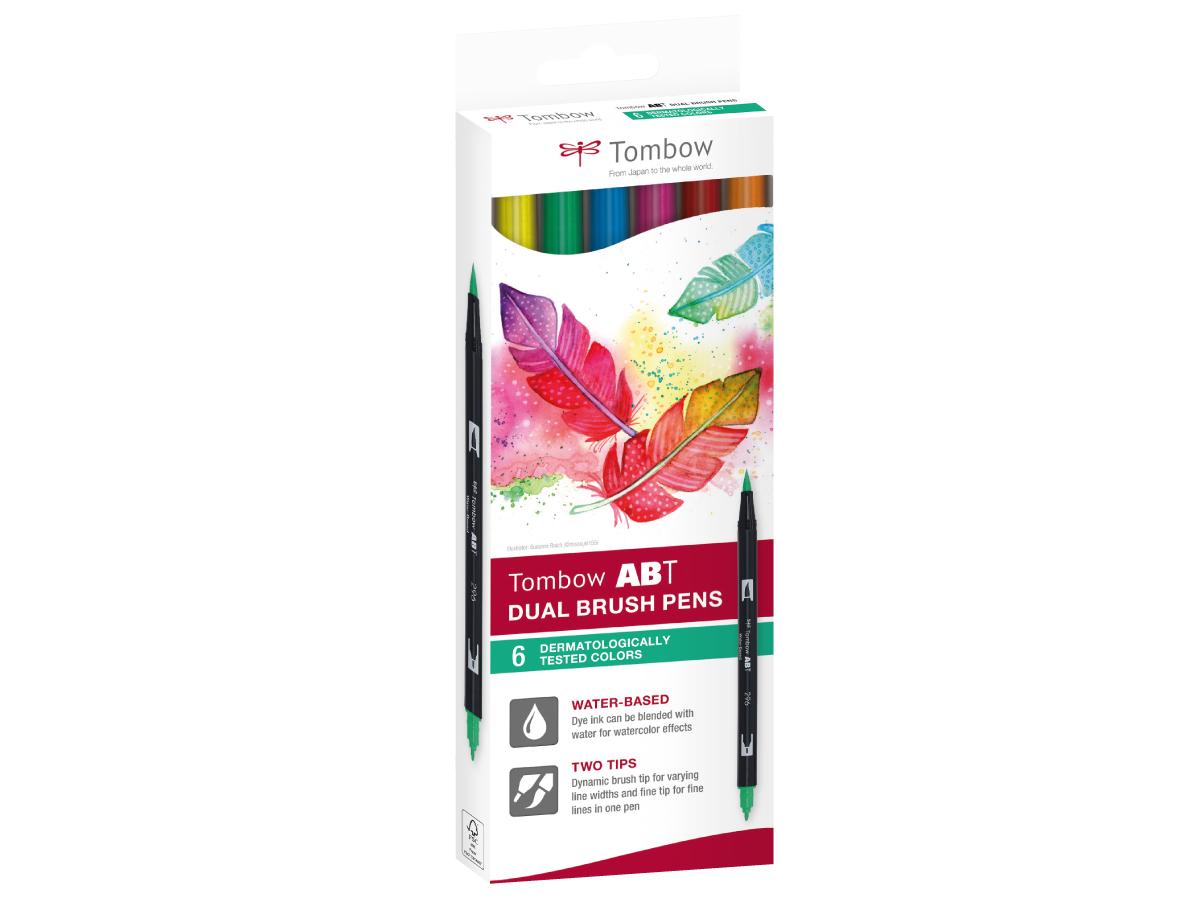 TOMBOW ABT DUAL BRUSH PEN DERMATOLOGICALLY TESTED COLORS 6ER SET 1