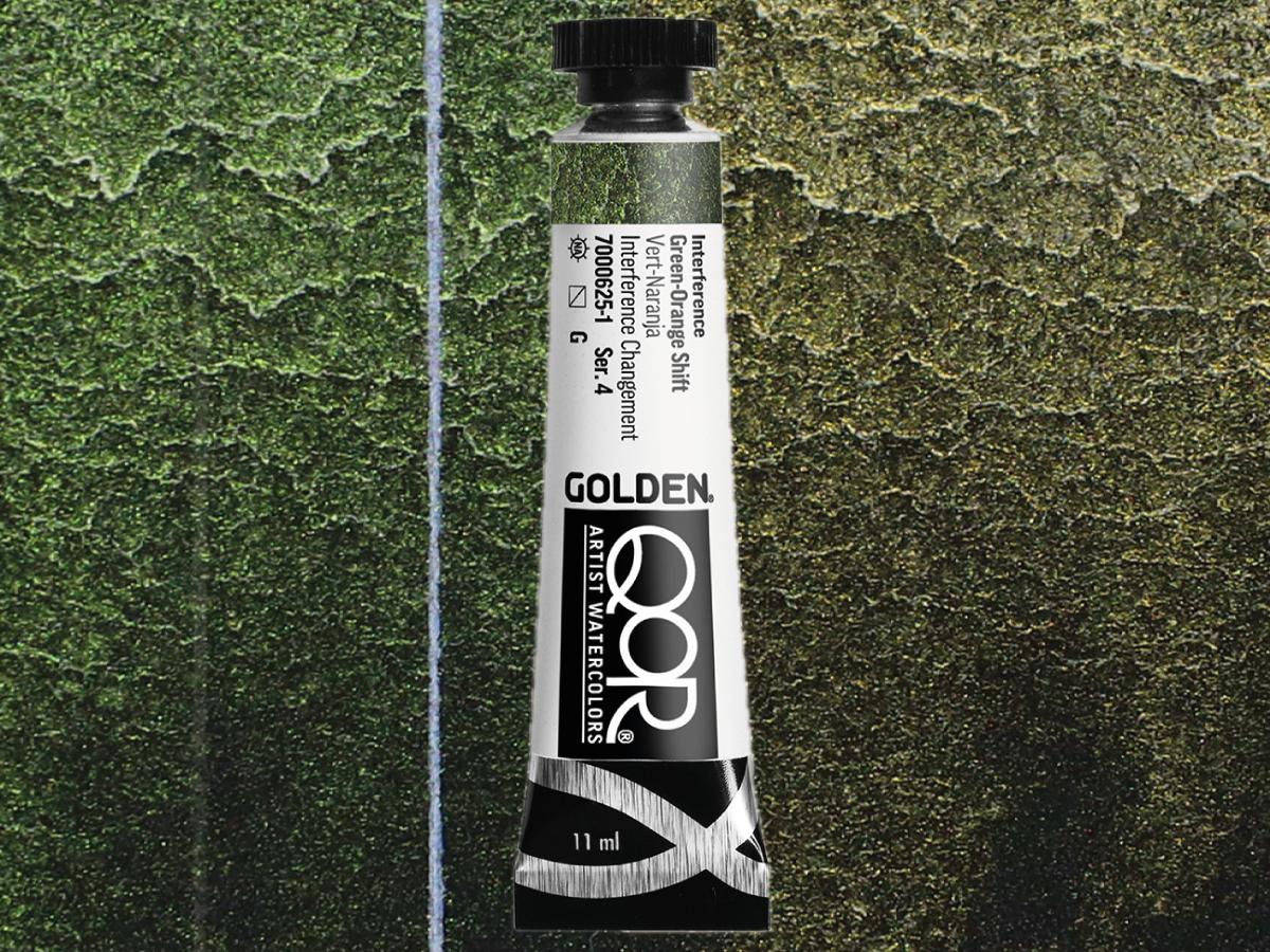 GOLDEN QOR WATERCOLOR 11ML SERIE 4 INTERFERENCE GREEN-ORANGE SHIFT 625 1