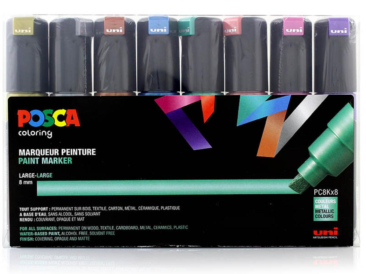 UNI POSCA MARKERSET PC8K METAL 8X 1