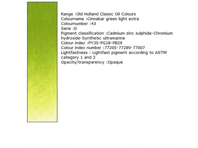 OLD HOLLAND ÖLFARBE D043 40ML CINNABAR GREEN LIGHT EXTRA 1