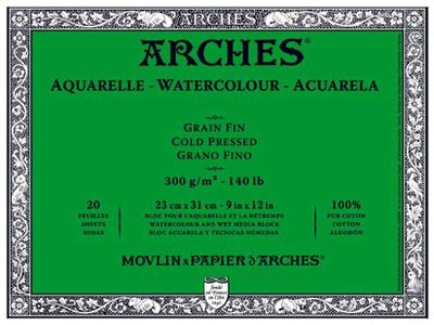 ARCHES AQUARELLBLOCK GRAIN FIN 300GR/M2 23x31 15BLATT 1