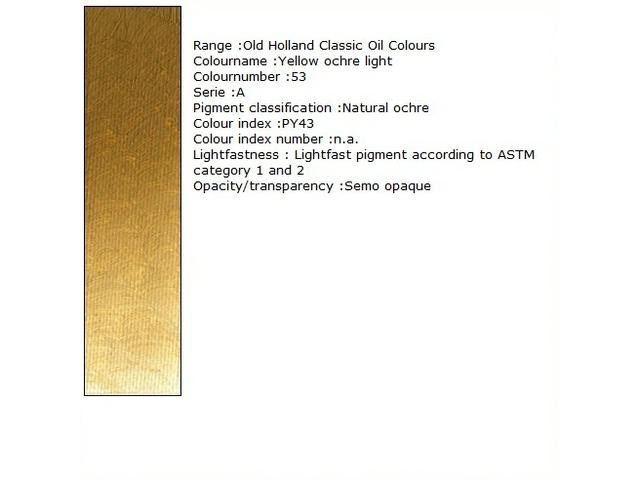 OLD HOLLAND ÖLFARBE A053 40ML YELLOW OCHRE LIGHT 1