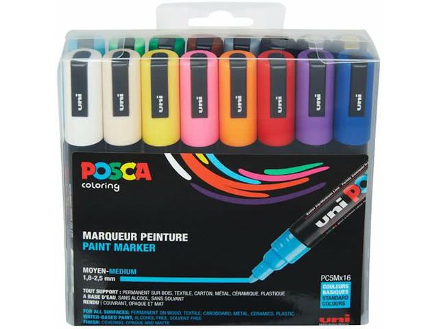 UNI POSCA MARKERSET PC5M 16 STÜCK 1