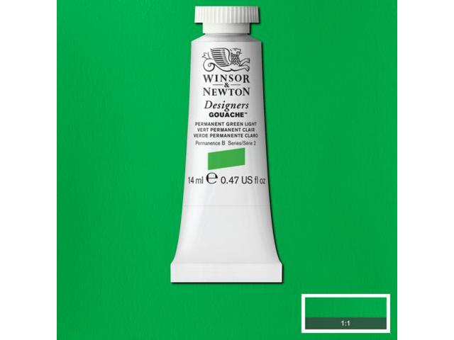 WINSOR & NEWTON DESIGNERS GOUACHE 14ML 483 PERMANENT GREEN LIGHT 1