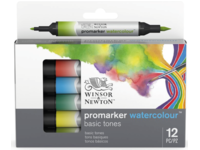 WINSOR & NEWTON PROMARKER WATERCOLOUR SET BASIC TONES 12X