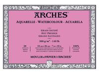 ARCHES AQUARELPAPIER 18X26CM 300G SATINÉ 20VEL 4-ZIJDIG GELIJMD