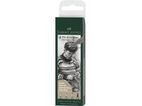 FABER-CASTELL PITT ARTIST PEN STIFTE SET  4 STÜCK WARMES GRAU