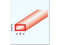 PROFIL VIERKANTROHR GLASKLAR ROT (A=)3,0X6,0MM 33CM 442-55/3
