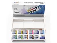 WINSOR & NEWTON COTMAN AQUARELL TASCHENSET BOX 12X 1/2NAPF + PINSEL