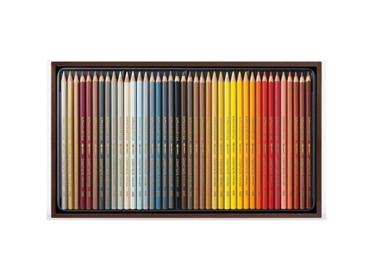 CARAN D'ACHE SUPRACOLOR SOFT STIFTE SET IN HOLZKISTE 80X 3