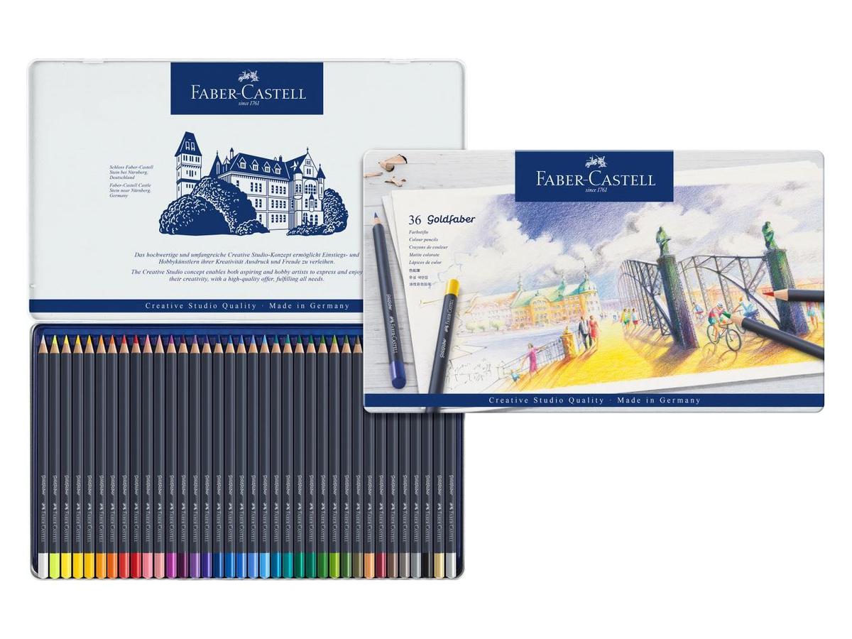FABER CASTELL GOLDFABER FARBSTIFTE 36ER SET METALLETUI FC-114736 3