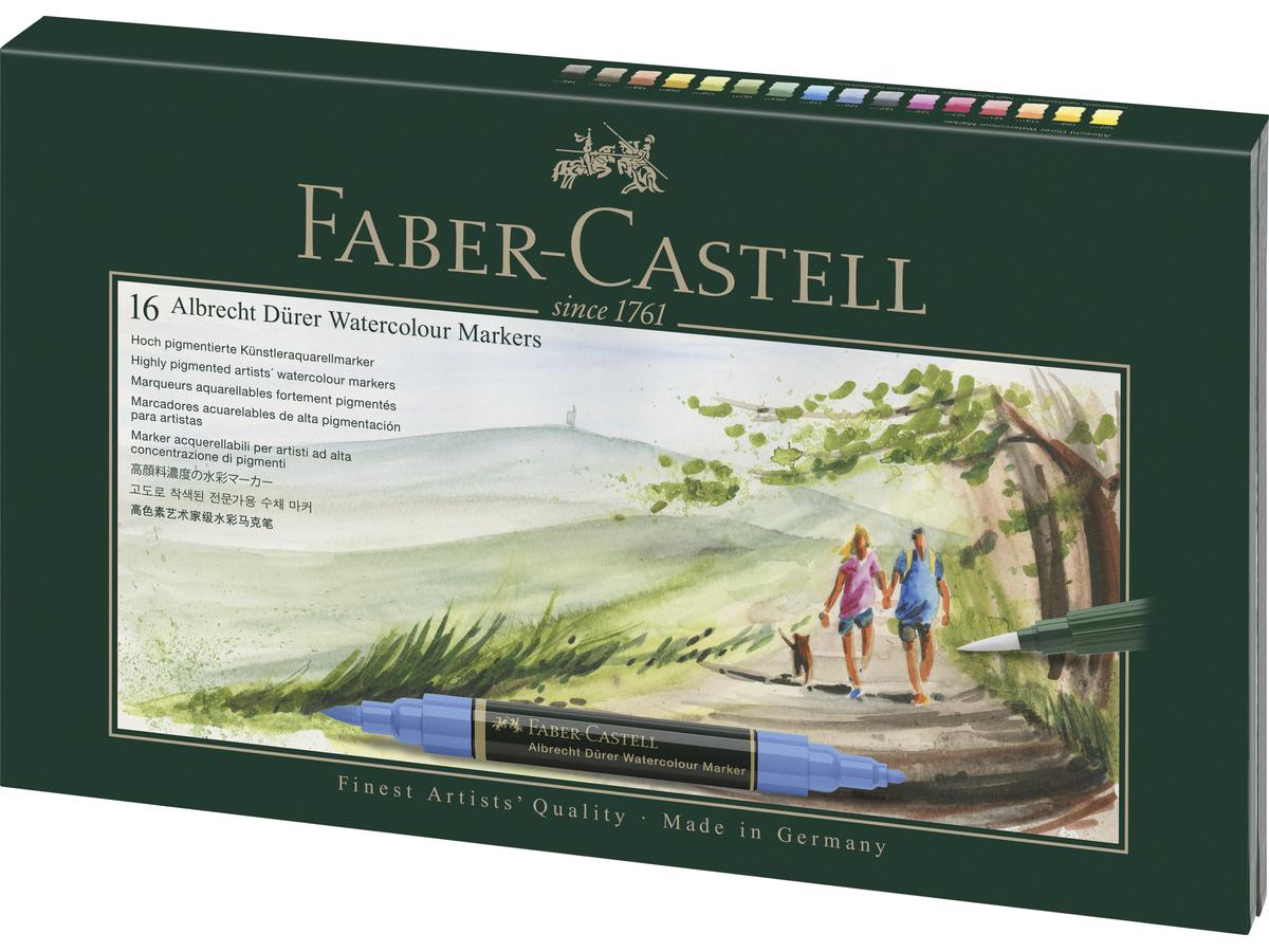 FABER-CASTELL DÜRER AQUAREL MARKERSET 16ST.+ AQUABRUSH LEER 3