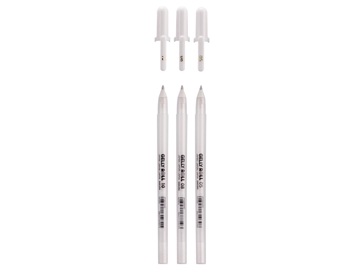 SAKURA GELPENNEN BASIC SET 3 TEILIG WEISS FEIN MEDIUM BREIT 2