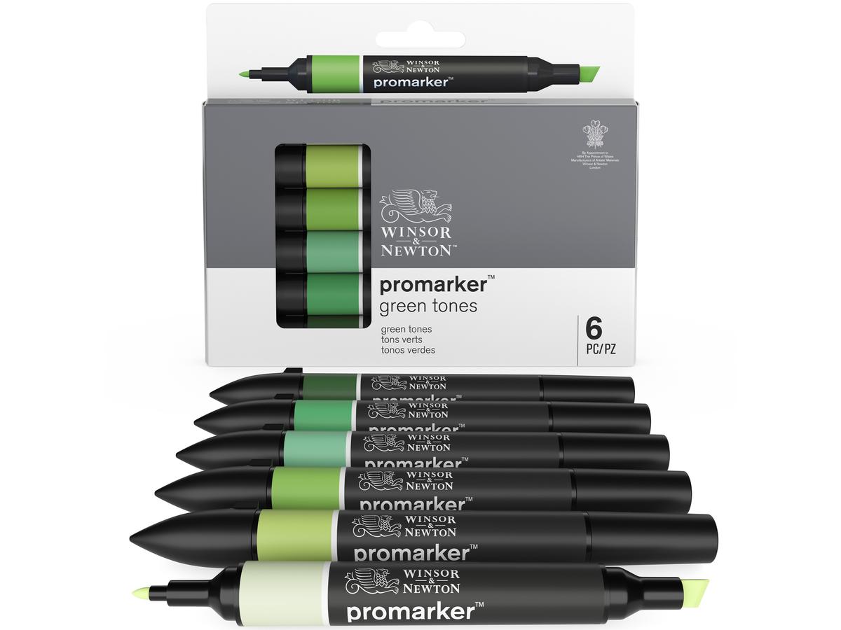 WINSOR & NEWTON PROMARKERSET GREEN TONES 6X
 3