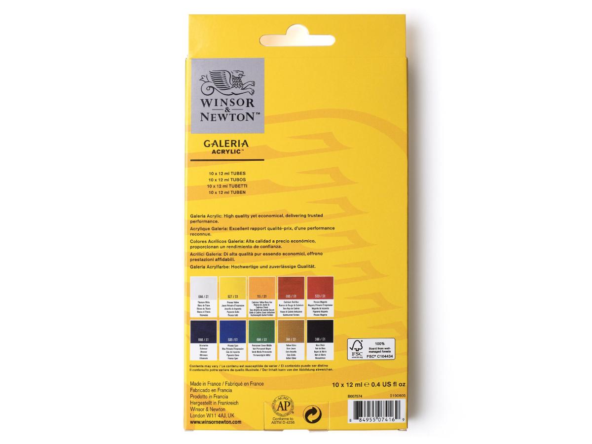 WINSOR & NEWTON GALERIA  ACRYLFARBEN SET 10X12ML  3