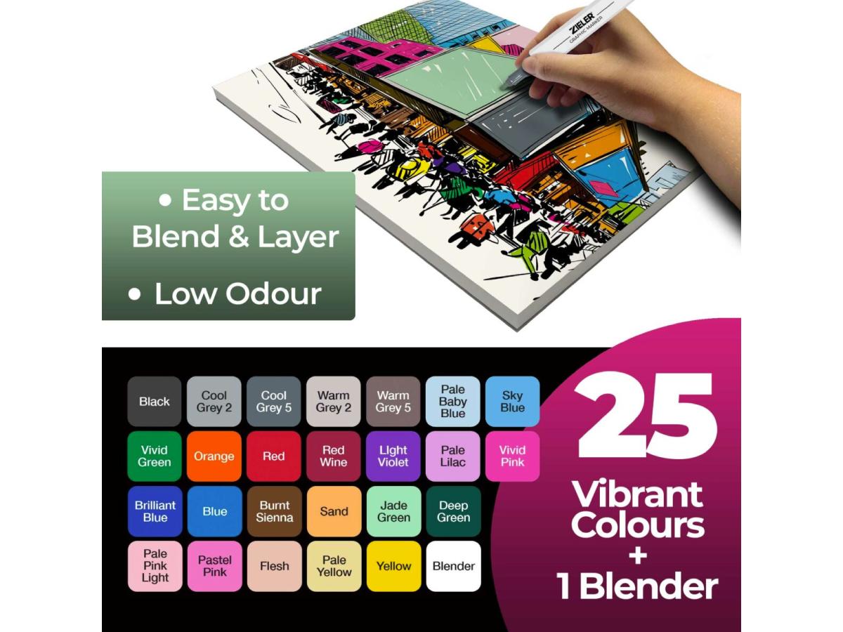 ZIELER ARTISTS GRAPHIC MARKER SET 25 + 1 BLENDING MARKER 2