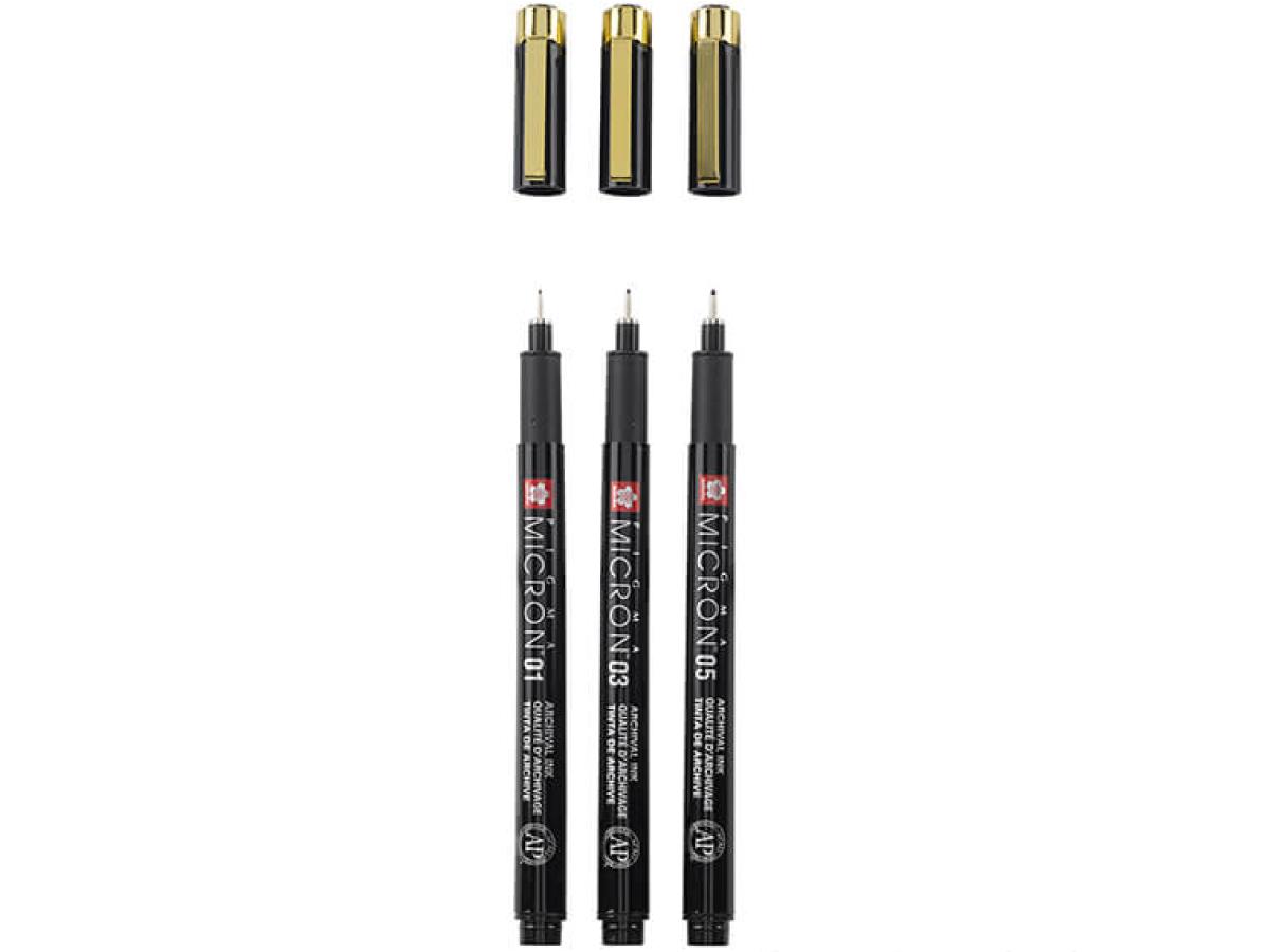SAKURA PIGMA MICRON BLACK EDITION SET 3X FINELINER + ETUI 5