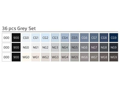 STYLEFILE BRUSH MARKERSET BR36GR 36-DELIG GREY OP=OP 2