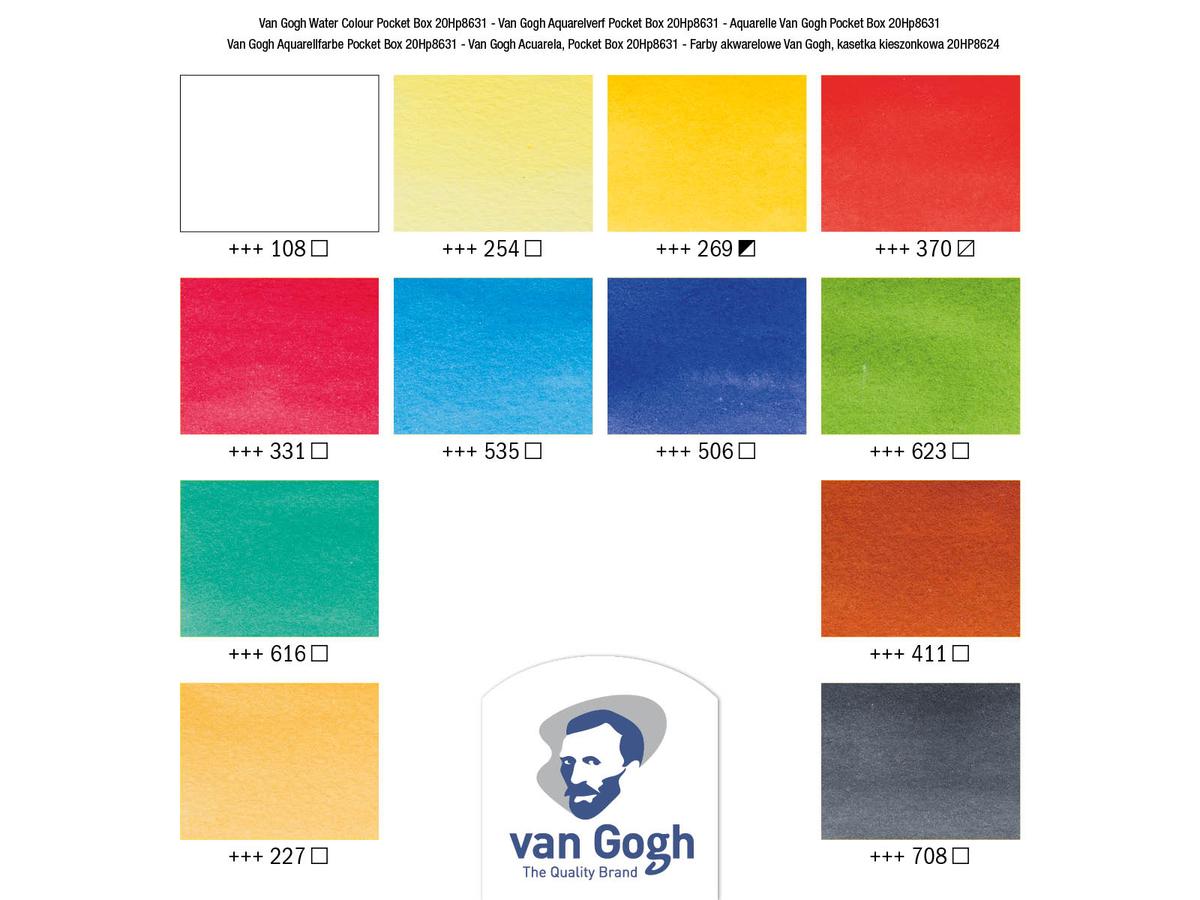VAN GOGH AQUARELLKASTEN 12x 1/2 NÄPFCHEN + PINSEL 2