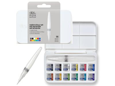 WINSOR & NEWTON COTMAN AQUARELL SET 12 X 1/2NAPF + BRUSH PEN 2