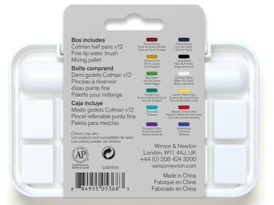 WINSOR & NEWTON COTMAN AQUARELL SET 12 X 1/2NAPF + BRUSH PEN 3