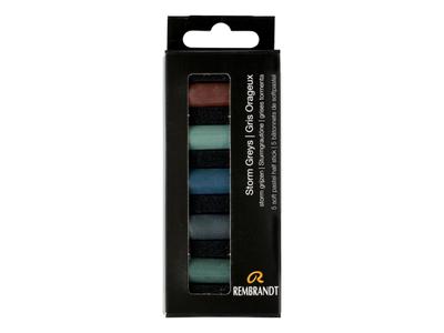 REMBRANDT SOFTPASTEL SET STORM GREYS HALBE KREIDEN 5X 5