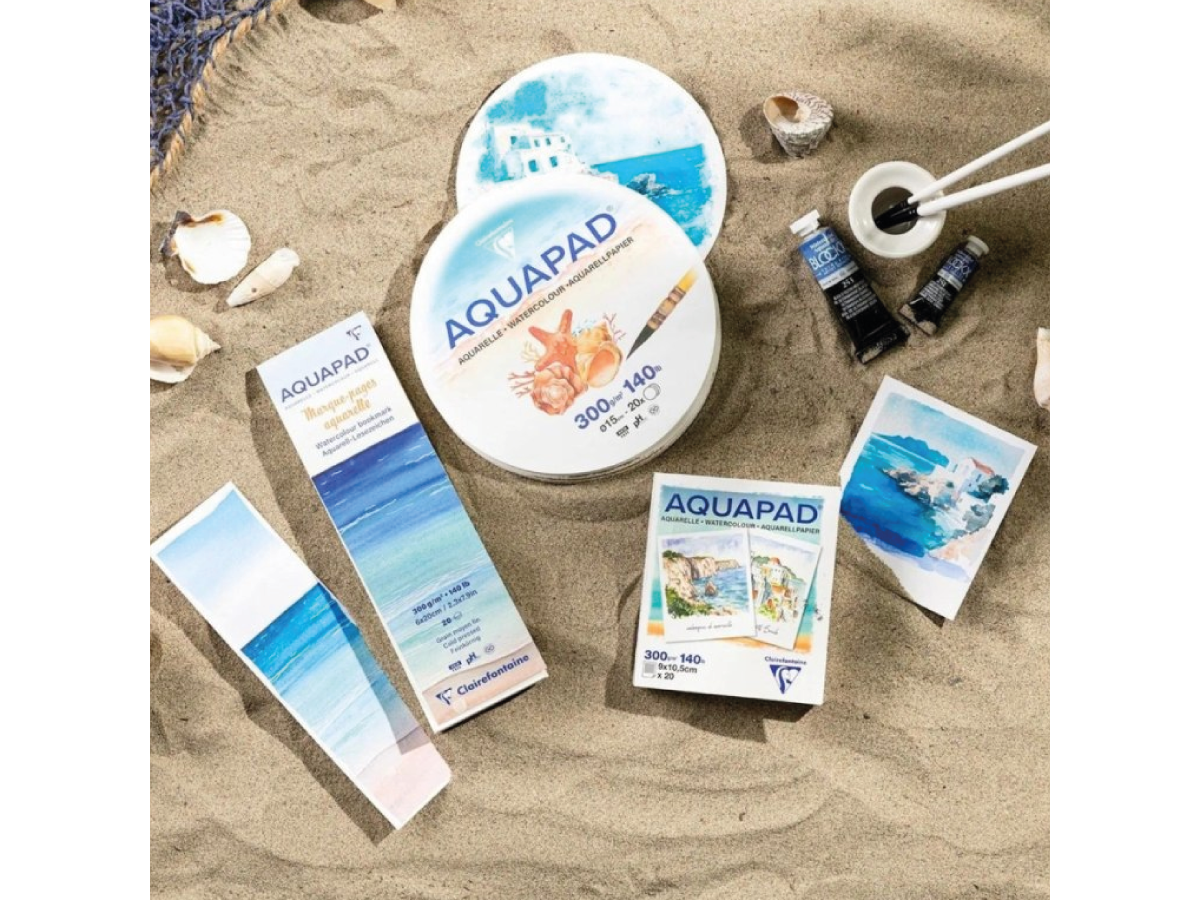 CLAIREFONTAINE AQUAPAD AQUARELLPAPIER LESEZEICHEN · 6 × 20 CM · 300 G/M² · 20 BLATT 3