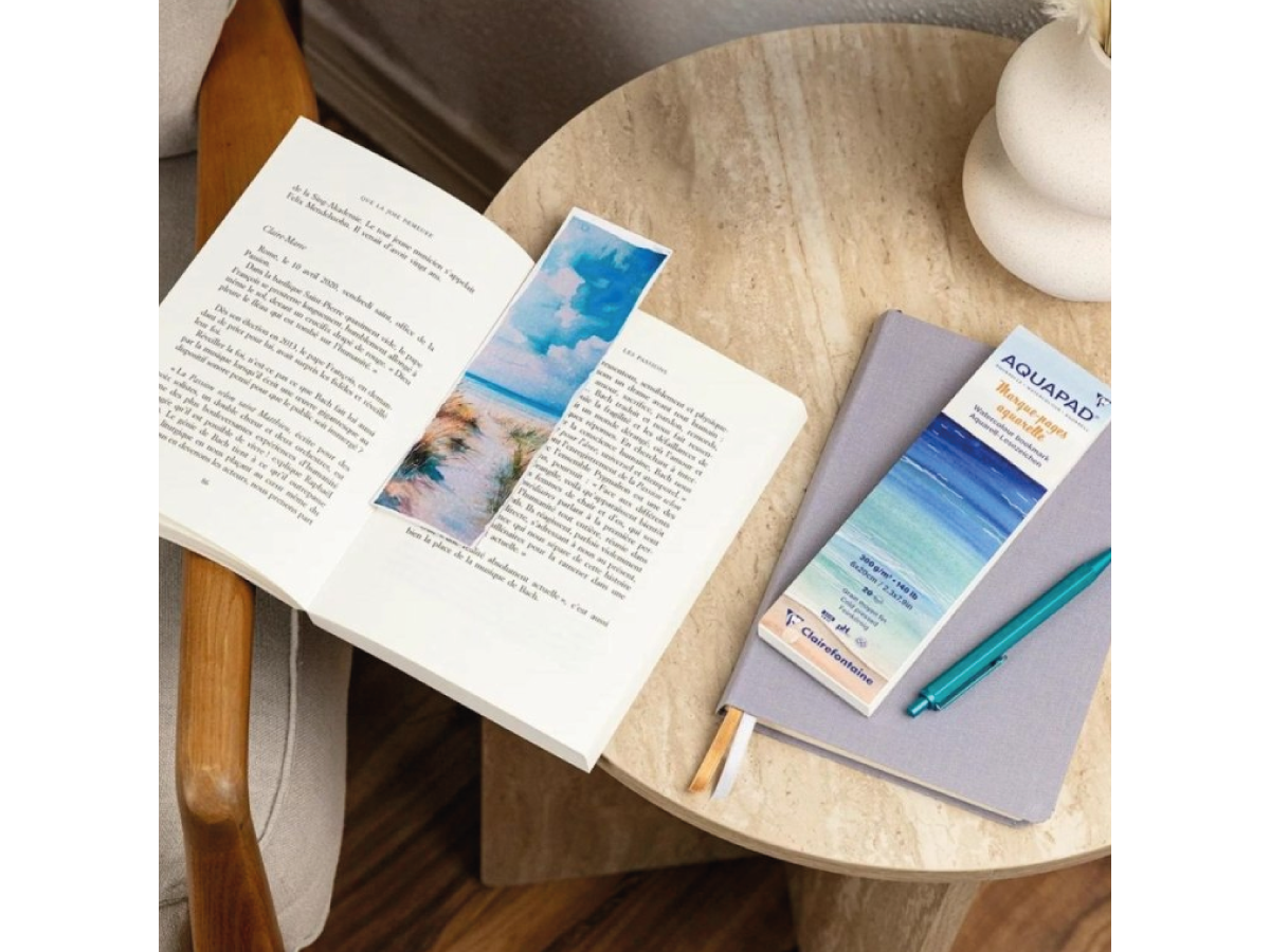 CLAIREFONTAINE AQUAPAD AQUARELLPAPIER LESEZEICHEN · 6 × 20 CM · 300 G/M² · 20 BLATT 4