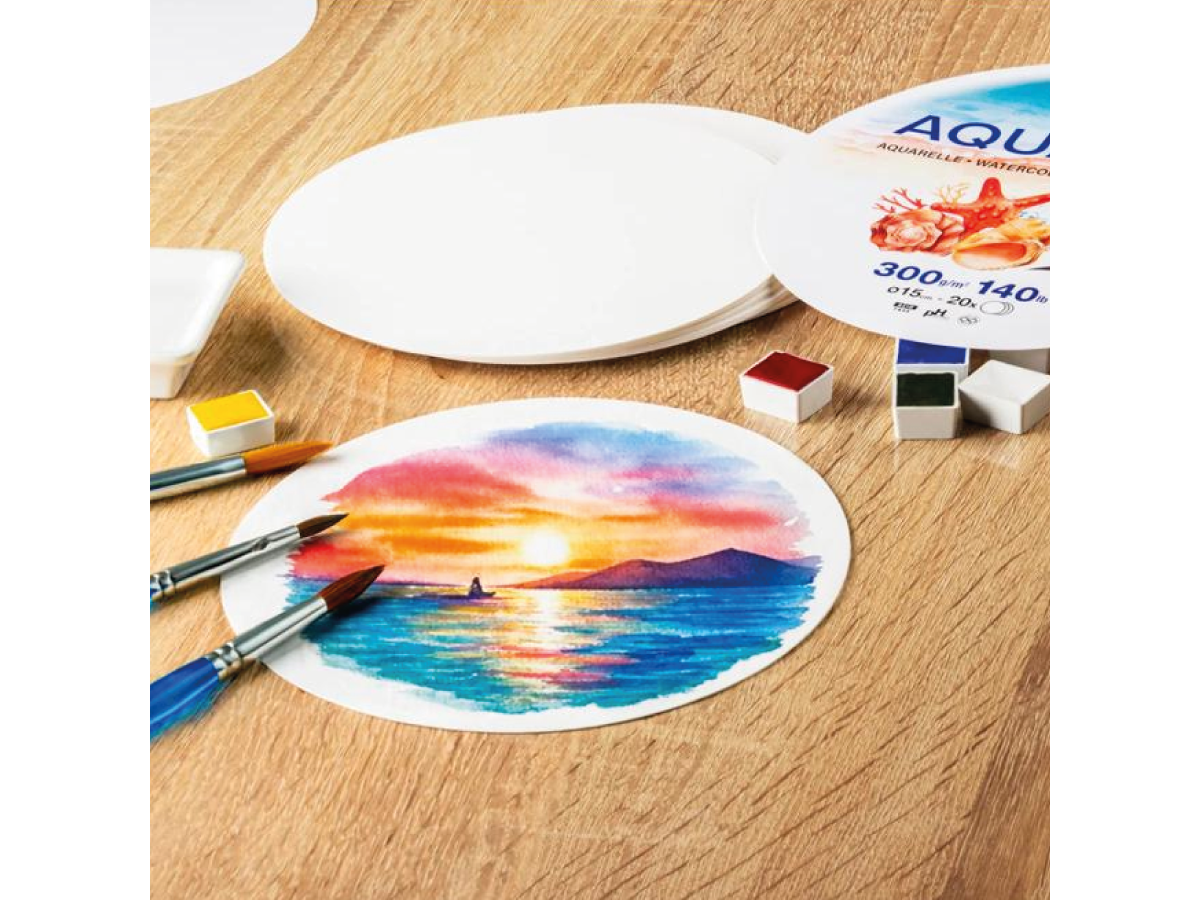 CLAIREFONTAINE AQUAPAD AQUARELLPAPIER RUND  Ø 15 CM  300 G/M²  20 BLATT 3