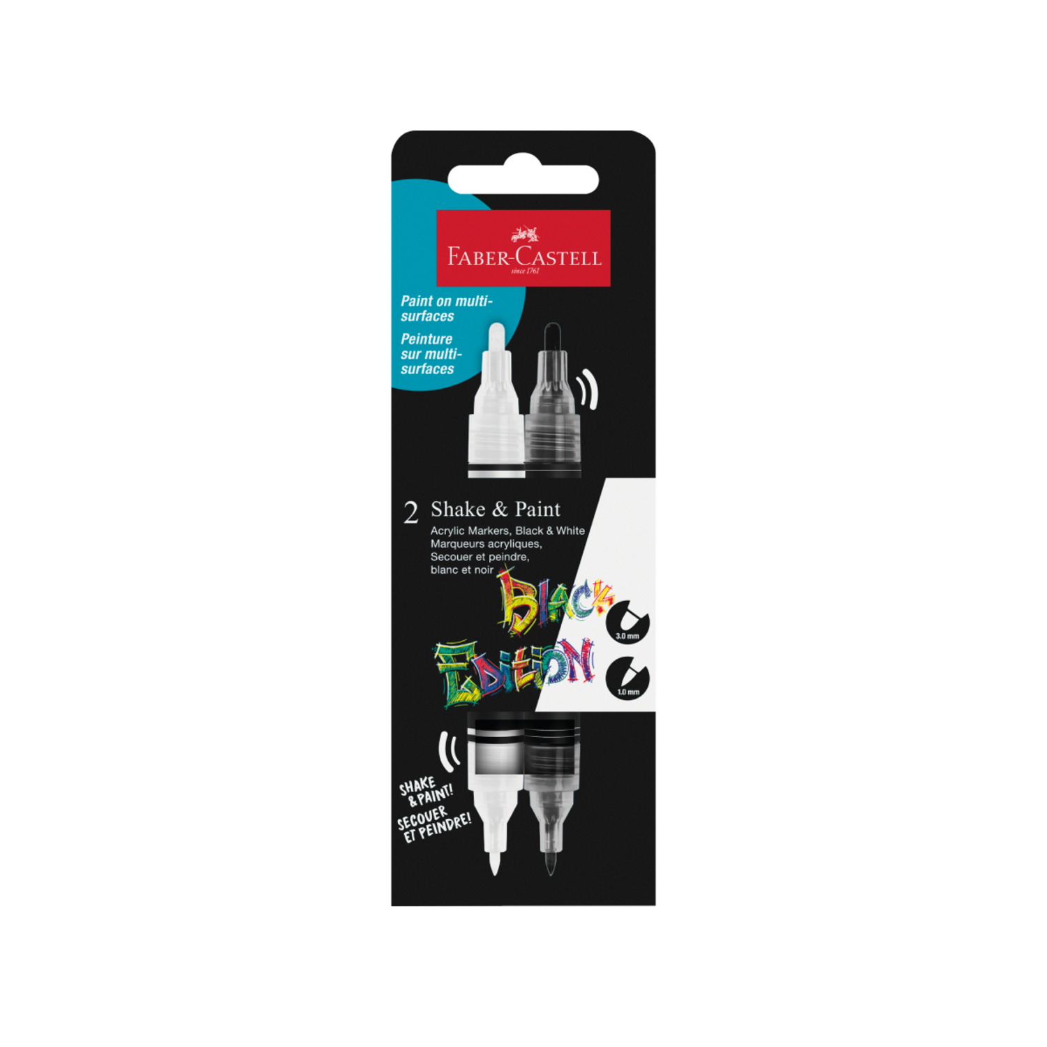FABER-CASTELL SHAKE & PAINT BLACK EDITION ACRYLIC MARKERSET 2X 2