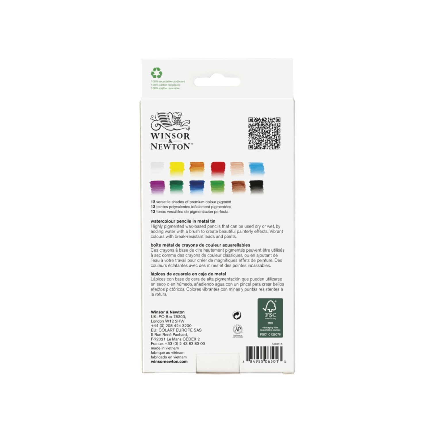 WINSOR & NEWTON  PRECISION WATERCOLOUR PENCIL SET 12X 3
