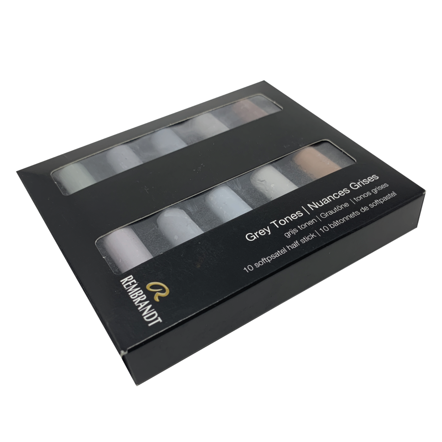REMBRANDT SOFTPASTEL SET GREY TONES HALBE KREIDEN 10X 4